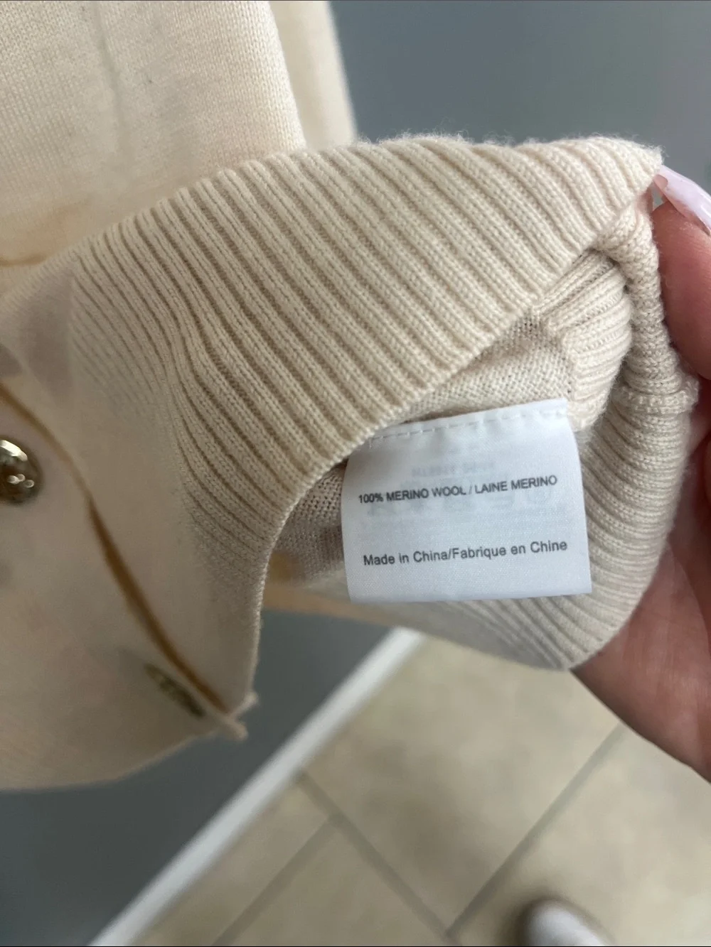 Tory Burch Cream V-Neck Button Front Cardigan